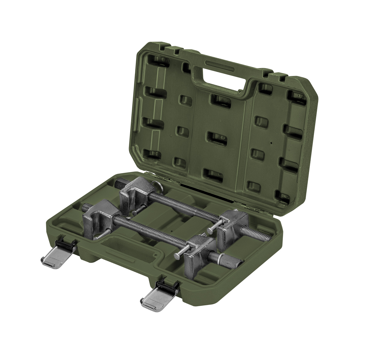 Стяжки пружин 300 мм с одинарными захватами и фиксаторами, 2 шт., кейс