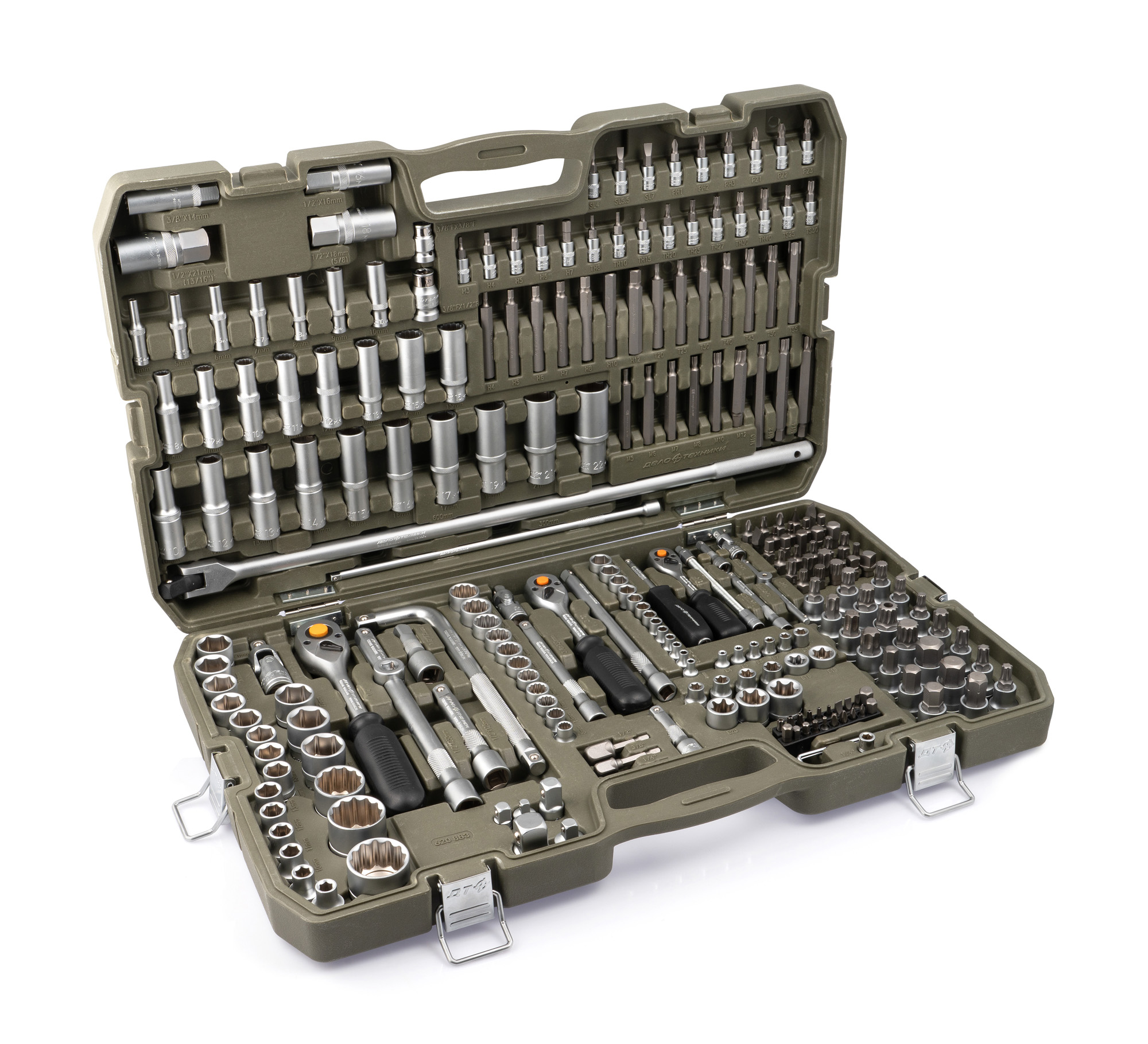 Набор головок и принадлежностей 1/4", 3/8", 1/2", 243 предмета