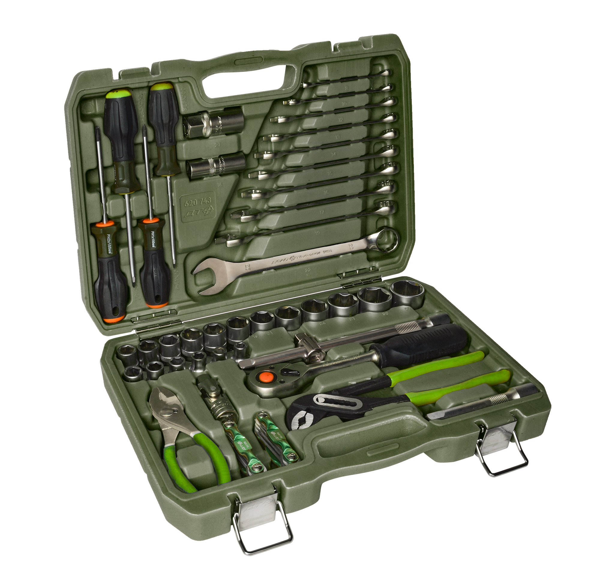 Набор головок 1/2" с инструментом, 43 предмета