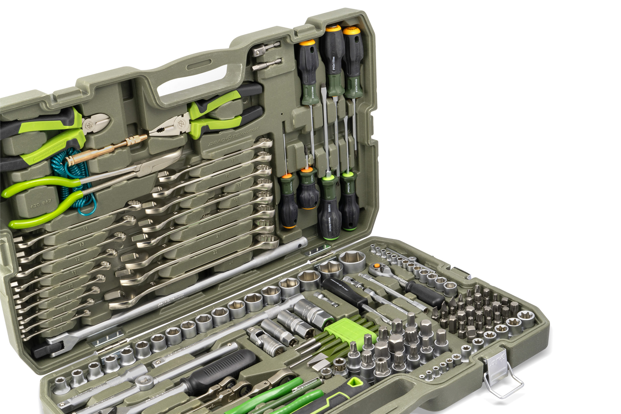 Набор головок 1/4", 1/2" с инструментом, 167 предметов