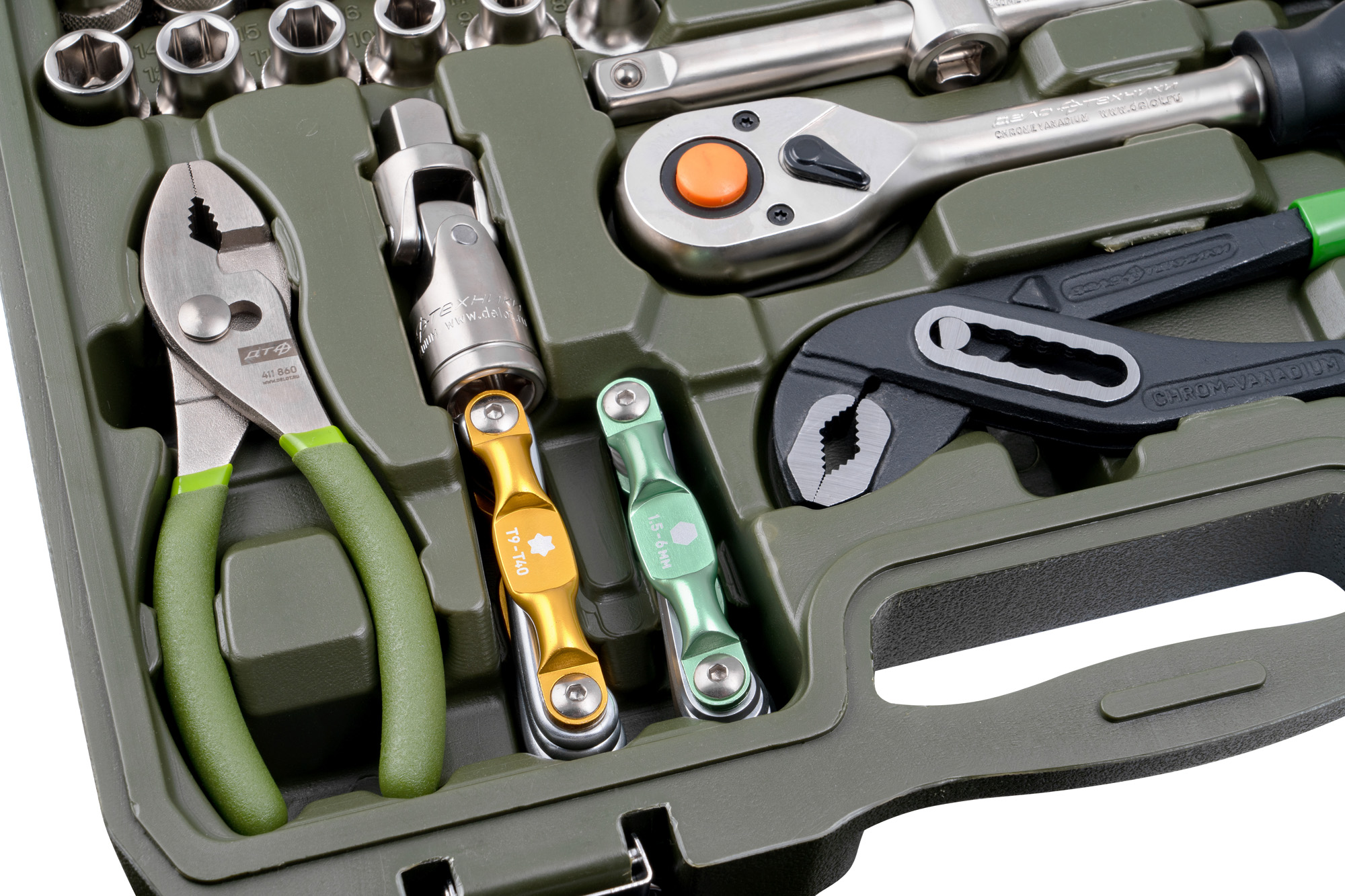 Набор головок 1/2" с инструментом, 43 предмета