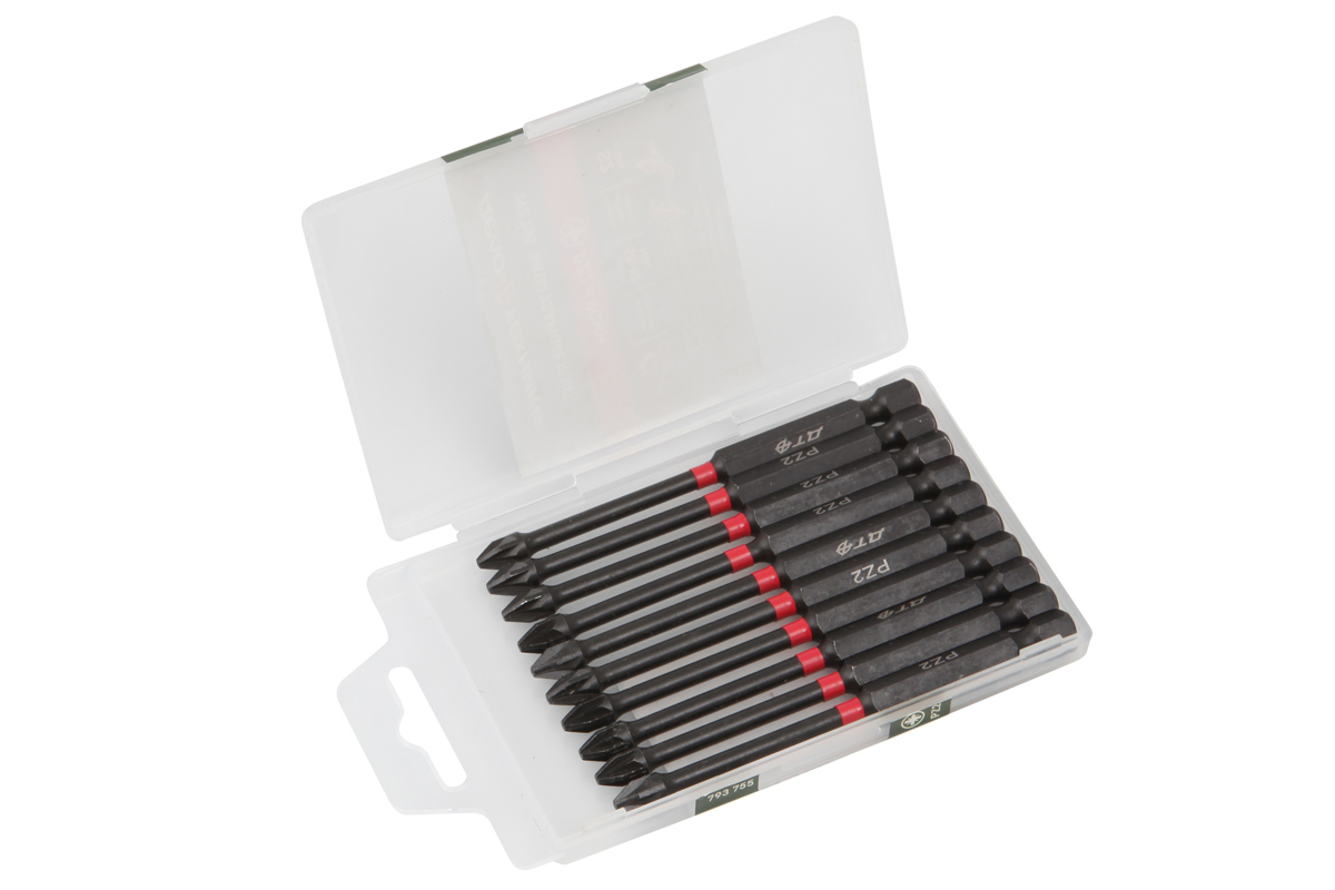 Бита ударная 1/4'', PZ2 × 90 мм, 10шт.