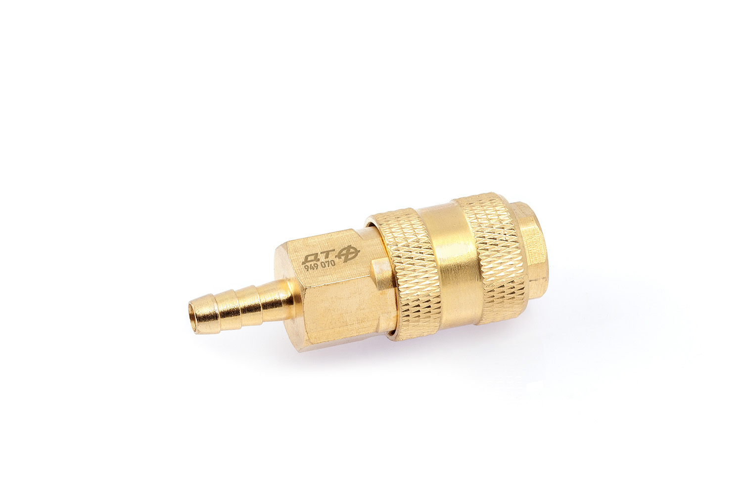 Штуцер быстросъёмный латунный "мама" (F) × ёлочка 7мм