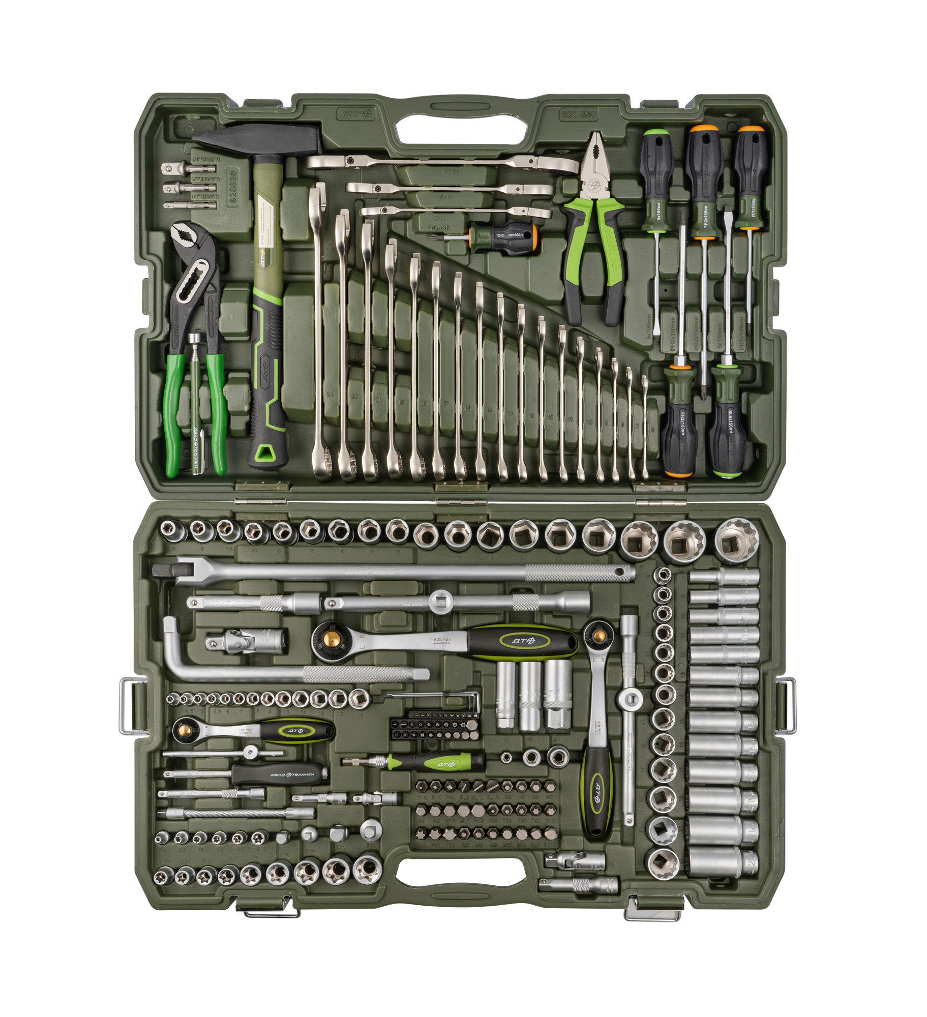 Набор головок 1/4", 3/8", 1/2" с инструментом, 200 предметов