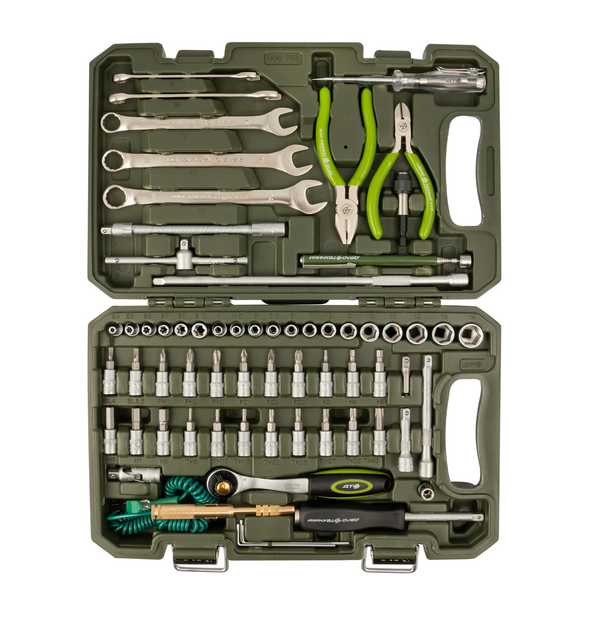 Набор головок 1/4" с инструментом, 65 предметов