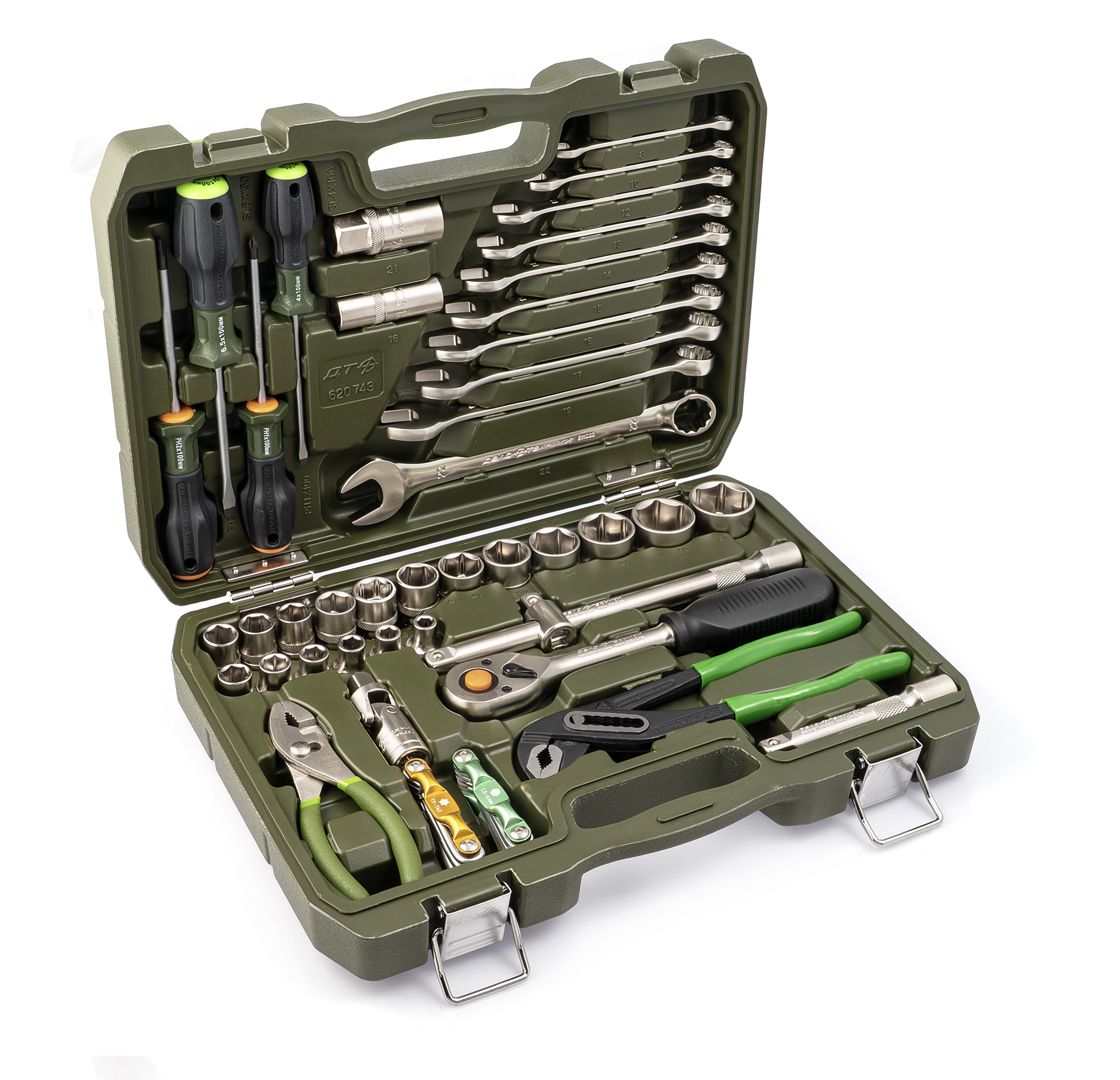 Набор головок 1/2" с инструментом, 43 предмета